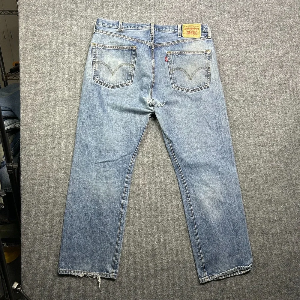 Levi's 501 Straight Jeans Men's Black Denim‎ Button Fly Classic 37X30 - Flaws